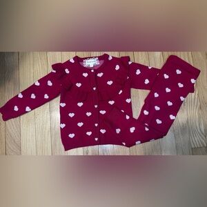 btween Kids Pink Heart Sweater Set